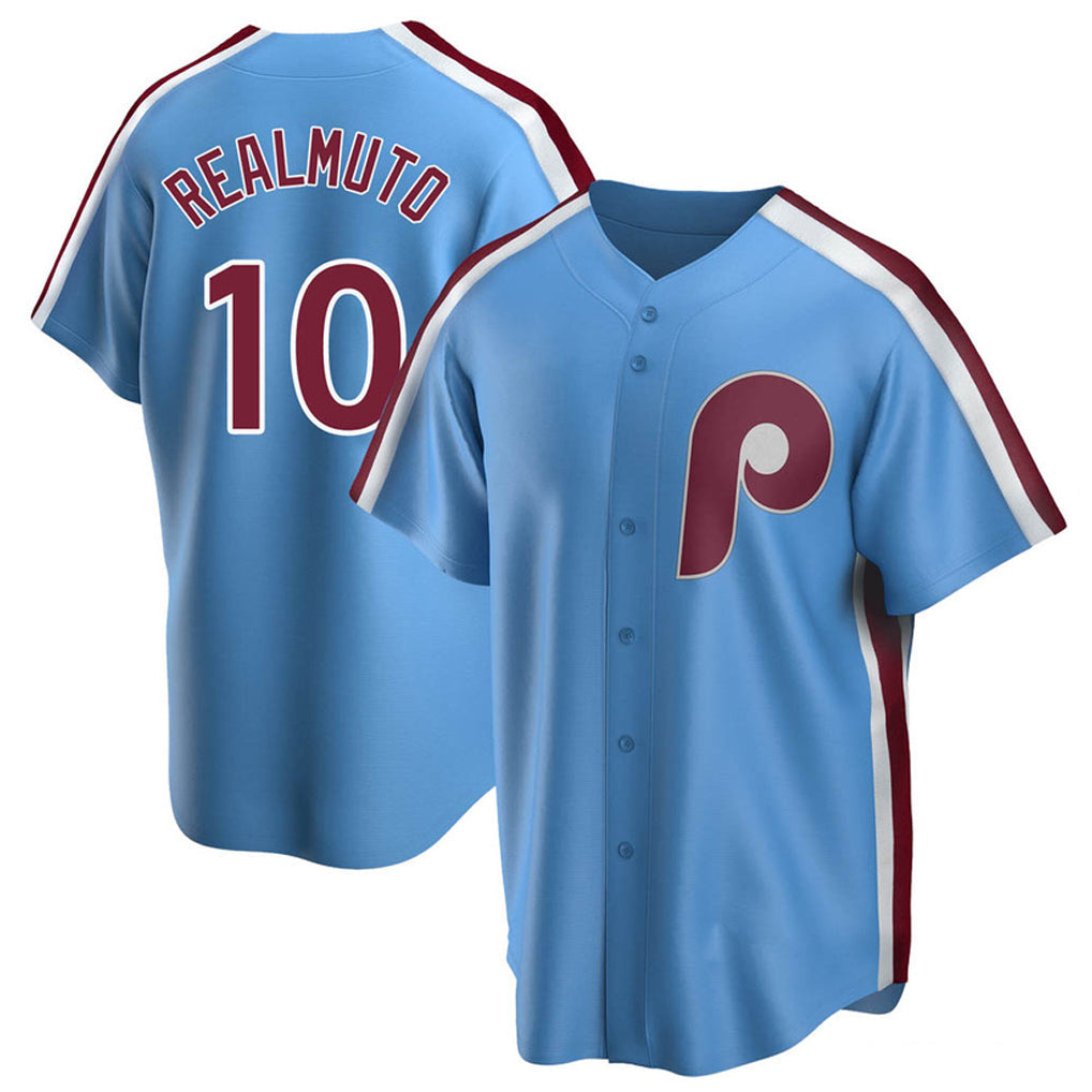 Kooe P.Phillies #10 J.T. Realmuto Player Light Blue Replica Game Stitched Jerseys