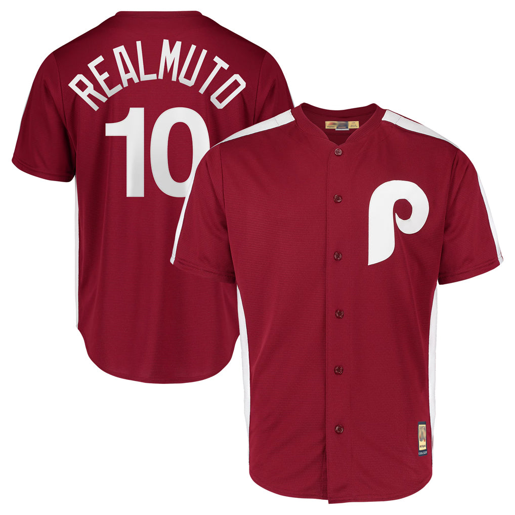Kooe P.Phillies #10 J.T. Realmuto Player Red Cooperstown Collection Limited Home Stitched Jerseys