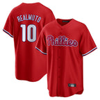 Kooe P.Phillies #10 J.T. Realmuto Player Red Home Game Stitched Jerseys