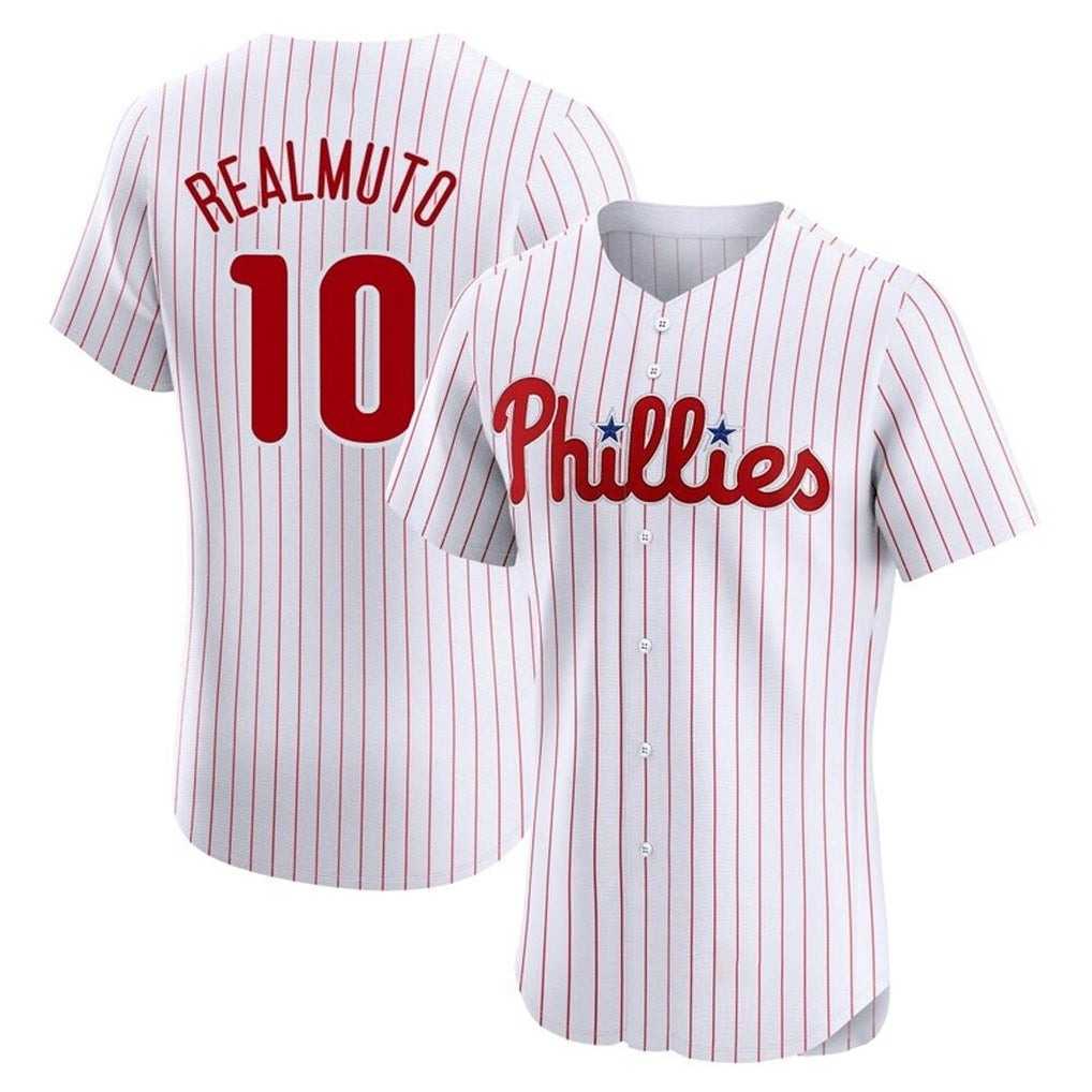 Kooe P.Phillies #10 J.T. Realmuto Player White Home Limited Elite Stitched Jerseys