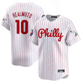 Kooe P.Phillies #10 J.T. Realmuto Player White Pinstripe Phillies & Eagles Vapor Premier Limited Stitched Jerseys