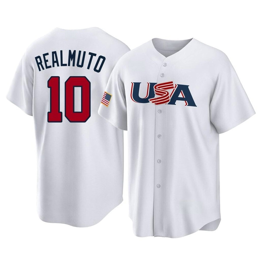 Kooe P.Phillies #10 J.T. Realmuto Player White USA World Classic Home Game Stitched Jerseys
