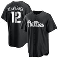 Kooe P.Phillies #12 Kyle Schwarber Player Black Alt Fashion Home Game Stitched Jerseys