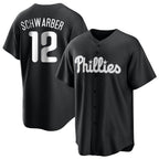 Kooe P.Phillies #12 Kyle Schwarber Player Black Alt Fashion Home Game Stitched Jerseys