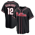Kooe P.Phillies #12 Kyle Schwarber Player Black Fashion Out Home Game Stitched Jerseys