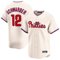 Kooe P.Phillies #12 Kyle Schwarber Player Cream Home Limited Stitched Jerseys