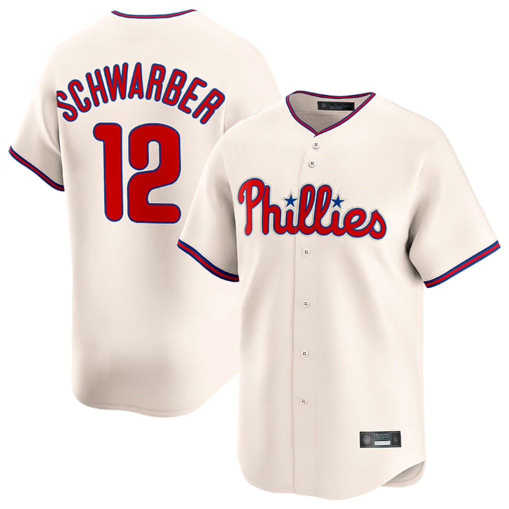 Kooe P.Phillies #12 Kyle Schwarber Player Cream Home Limited Stitched Jerseys