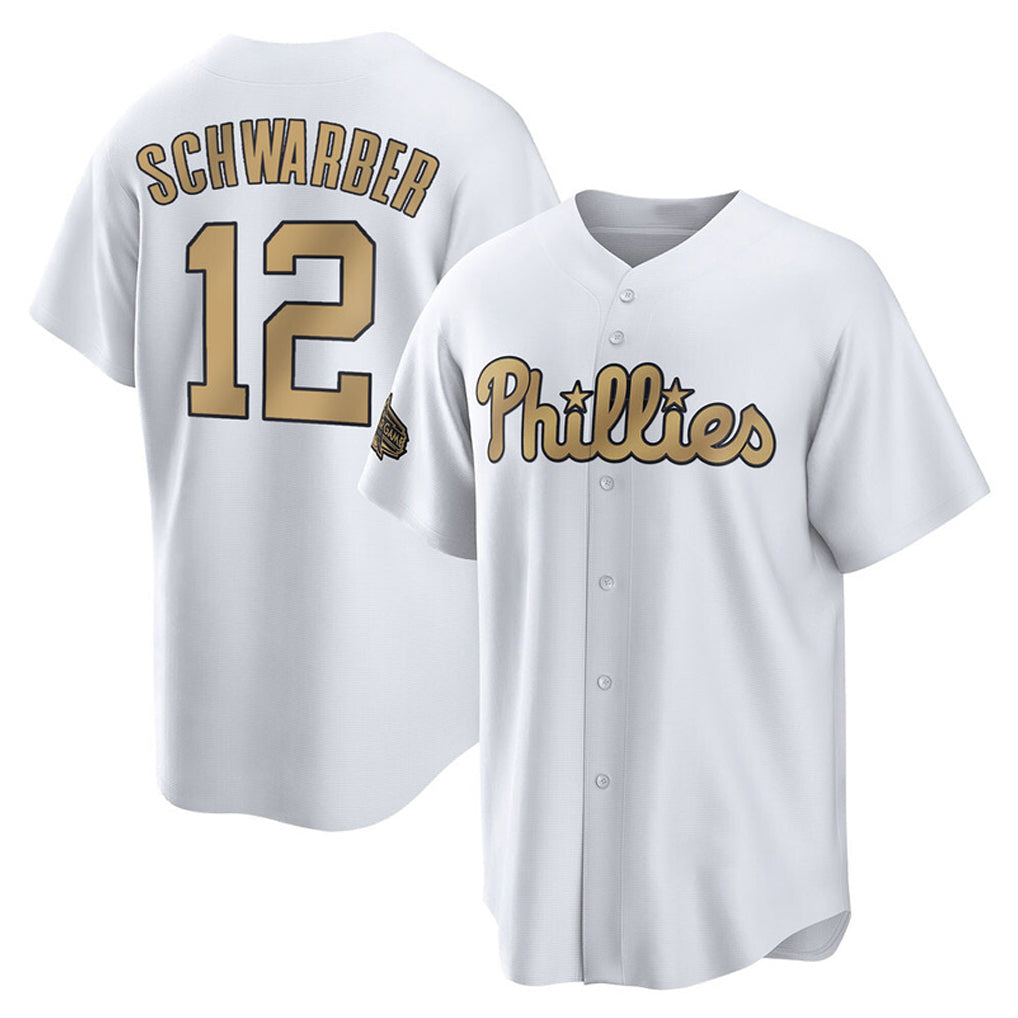 Kooe P.Phillies #12 Kyle Schwarber Player Gold All-Star Home Game Stitched Jerseys