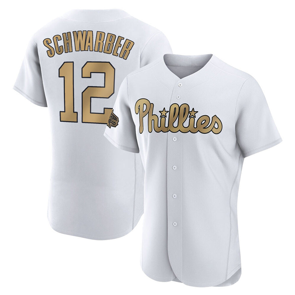 Kooe P.Phillies #12 Kyle Schwarber Player Gold All-Star Home Limited Elite Stitched Jerseys