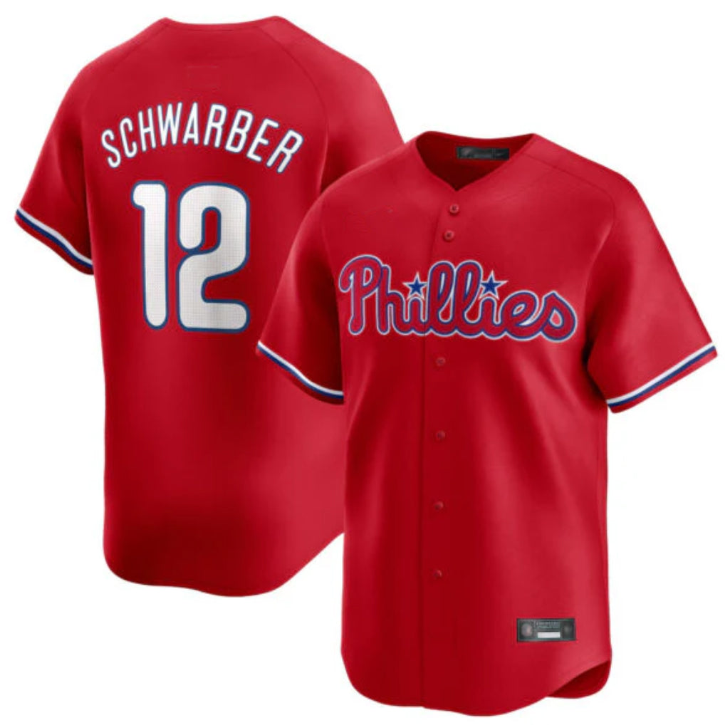Kooe P.Phillies #12 Kyle Schwarber Player Red Home Limited Stitched Jerseys