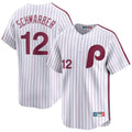Kooe P.Phillies #12 Kyle Schwarber Player White Cooperstown Collection Limited Home Stitched Jerseys