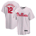 Kooe P.Phillies #12 Kyle Schwarber Player White Home Game Stitched Jerseys