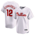 Kooe P.Phillies #12 Kyle Schwarber Player White Home Limited Stitched Jerseys