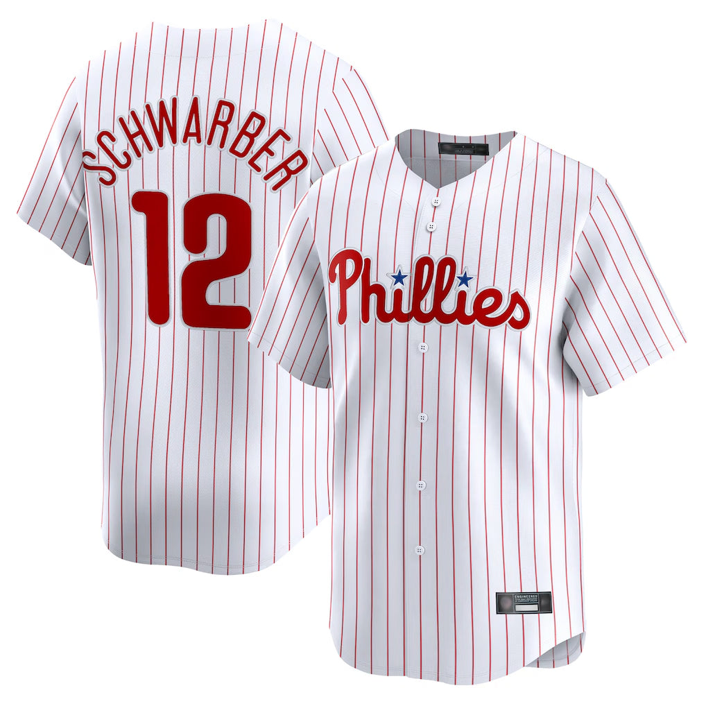 Kooe P.Phillies #12 Kyle Schwarber Player White Home Limited Stitched Jerseys