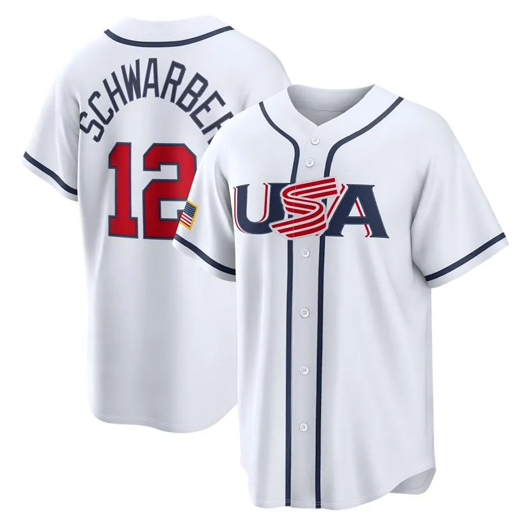 Kooe P.Phillies #12 Kyle Schwarber Player White USA World Classic Game Limited Stitched Jerseys