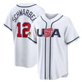 Kooe P.Phillies #12 Kyle Schwarber Player White USA World Classic Game Limited Stitched Jerseys