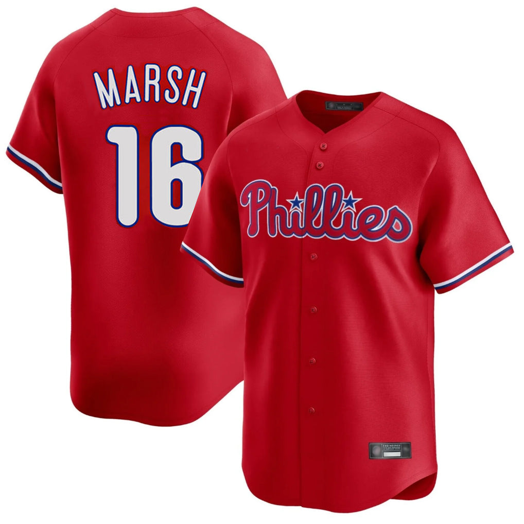 Kooe P.Phillies #16 Brandon Marsh Player Red Home Limited Stitched Jerseys