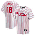Kooe P.Phillies #16 Brandon Marsh Player White Home Game Stitched Jerseys