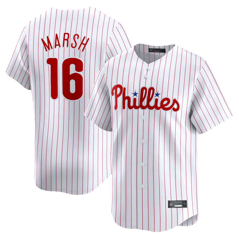 Kooe P.Phillies #16 Brandon Marsh Player White Home Limited Stitched Jerseys