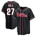 Kooe P.Phillies #27 Aaron Nola Player Black Fashion Out Home Game Stitched Jerseys