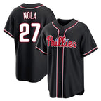 Kooe P.Phillies #27 Aaron Nola Player Black Fashion Out Home Game Stitched Jerseys