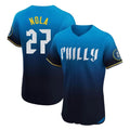 Kooe P.Phillies #27 Aaron Nola Player Blue City Connect Home Limited Elite Stitched Jerseys