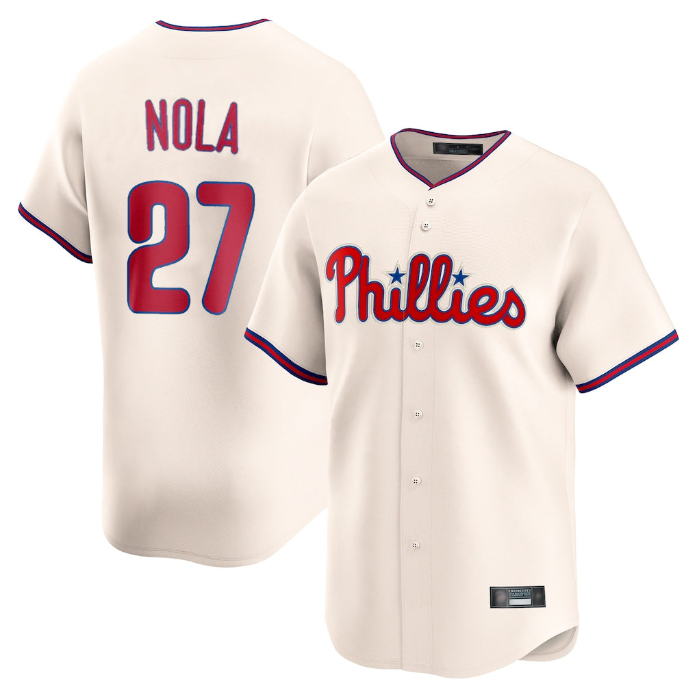 Kooe P.Phillies #27 Aaron Nola Player Cream Home Limited Stitched Jerseys