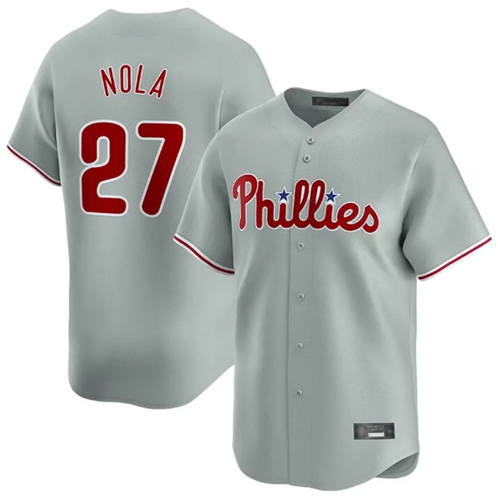 Kooe P.Phillies #27 Aaron Nola Player Gray Home Limited Stitched Jerseys