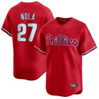 Kooe P.Phillies #27 Aaron Nola Player Red Home Limited Stitched Jerseys