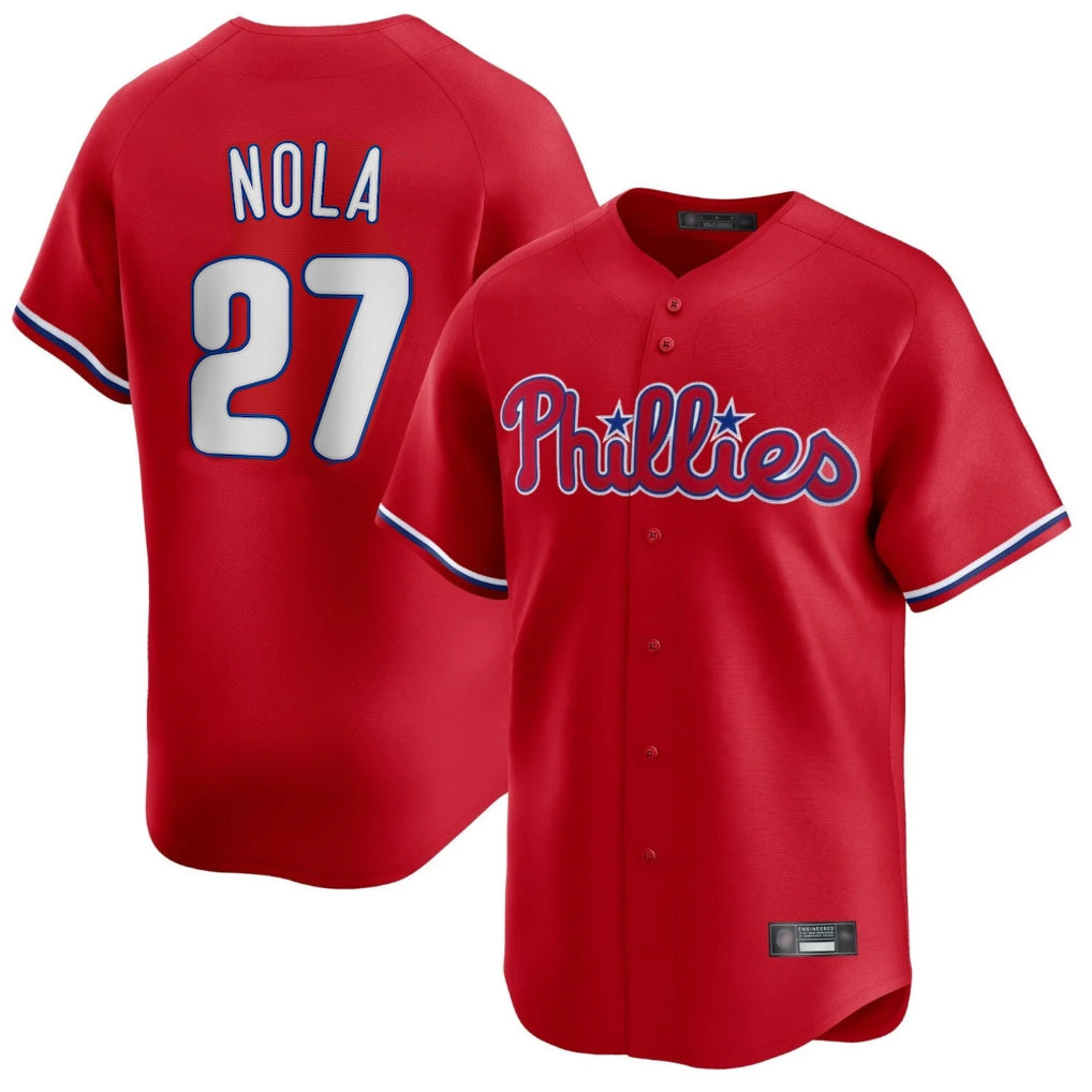 Kooe P.Phillies #27 Aaron Nola Player Red Home Limited Stitched Jerseys