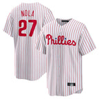 Kooe P.Phillies #27 Aaron Nola Player White Home Game Stitched Jerseys