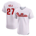 Kooe P.Phillies #27 Aaron Nola Player White Home Limited Elite Stitched Jerseys