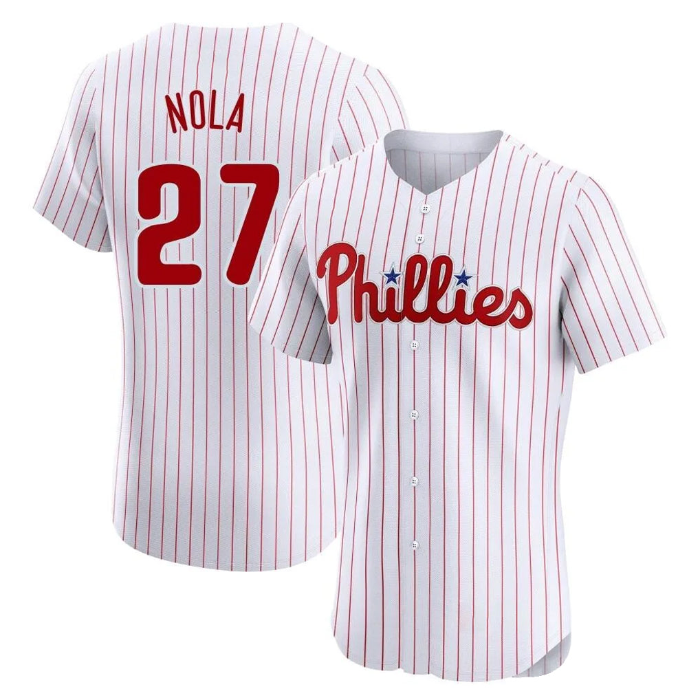 Kooe P.Phillies #27 Aaron Nola Player White Home Limited Elite Stitched Jerseys