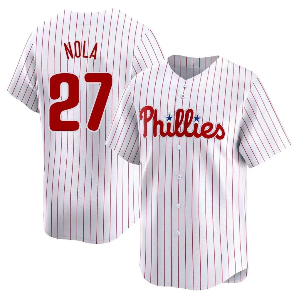 Kooe P.Phillies #27 Aaron Nola Player White Home Limited Stitched Jerseys