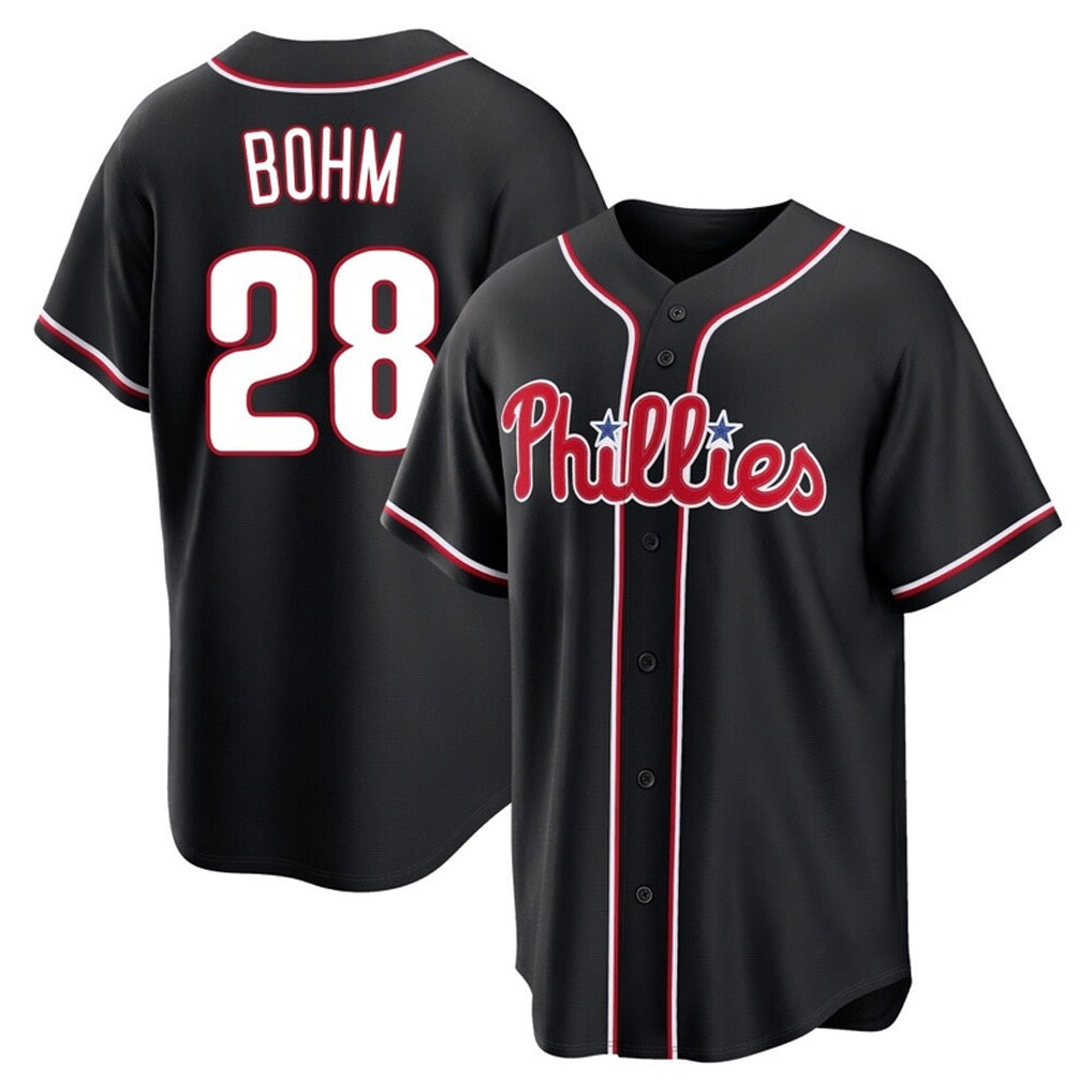 Kooe P.Phillies #28 Alec Bohm Player Black Fashion Out Home Game Stitched Jerseys
