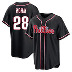 Kooe P.Phillies #28 Alec Bohm Player Black Fashion Out Home Game Stitched Jerseys