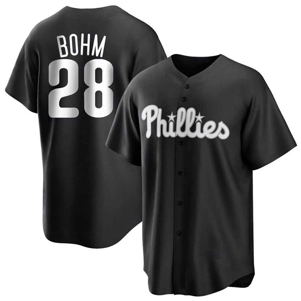 Kooe P.Phillies #28 Alec Bohm Player Black Home Game Stitched Jerseys