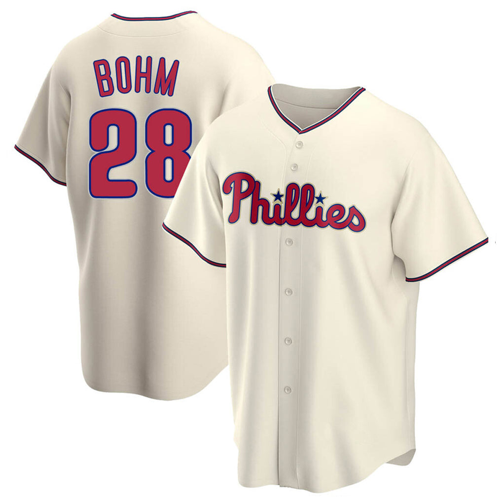 Kooe P.Phillies #28 Alec Bohm Player Cream Home Game Stitched Jerseys