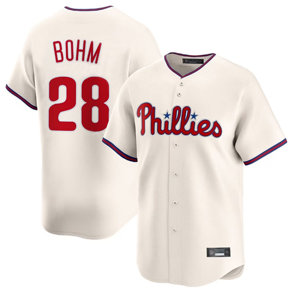Kooe P.Phillies #28 Alec Bohm Player Cream Home Limited Stitched Jerseys