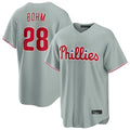 Kooe P.Phillies #28 Alec Bohm Player Gray Home Game Stitched Jerseys