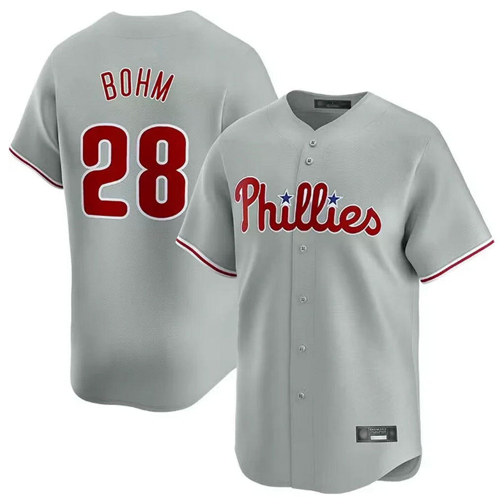 Kooe P.Phillies #28 Alec Bohm Player Gray Home Limited Stitched Jerseys