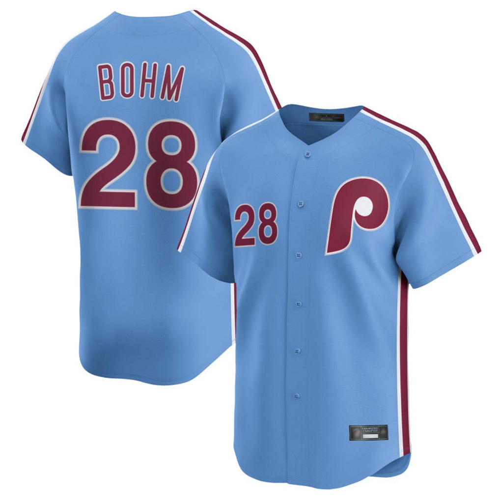 Kooe P.Phillies #28 Alec Bohm Player Light Blue Home Limited Stitched Jerseys
