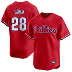 Kooe P.Phillies #28 Alec Bohm Player Red Home Limited Stitched Jerseys