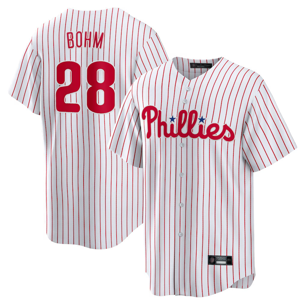 Kooe P.Phillies #28 Alec Bohm Player White Home Game Stitched Jerseys