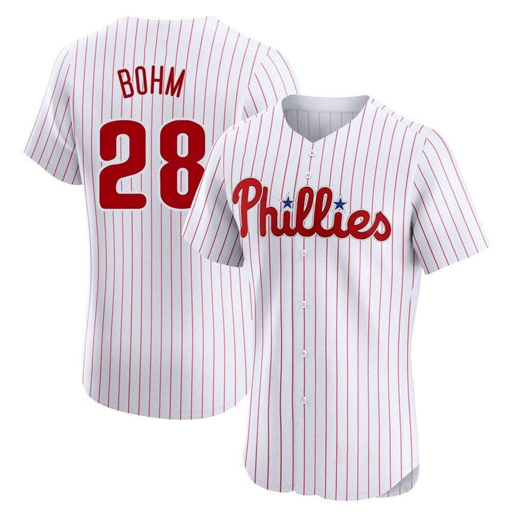 Kooe P.Phillies #28 Alec Bohm Player White Home Limited Elite Stitched Jerseys