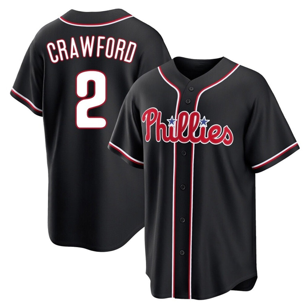 Kooe P.Phillies #2 Justin Crawford Player Black Fashion Out Home Game Stitched Jerseys