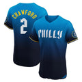 Kooe P.Phillies #2 Justin Crawford Player Blue City Connect Home Limited Elite Stitched Jerseys
