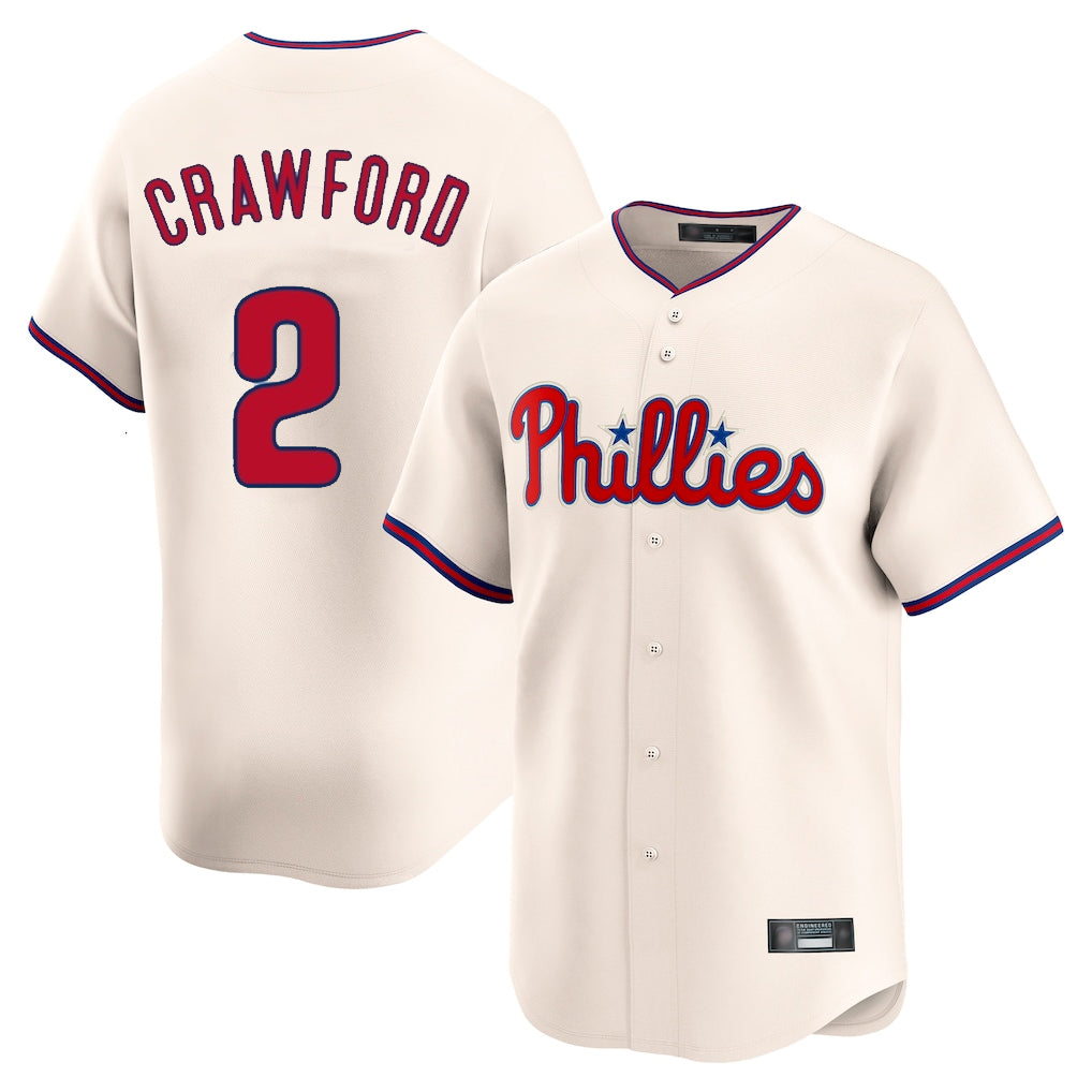 Kooe P.Phillies #2 Justin Crawford Player Cream Home Limited Stitched Jerseys
