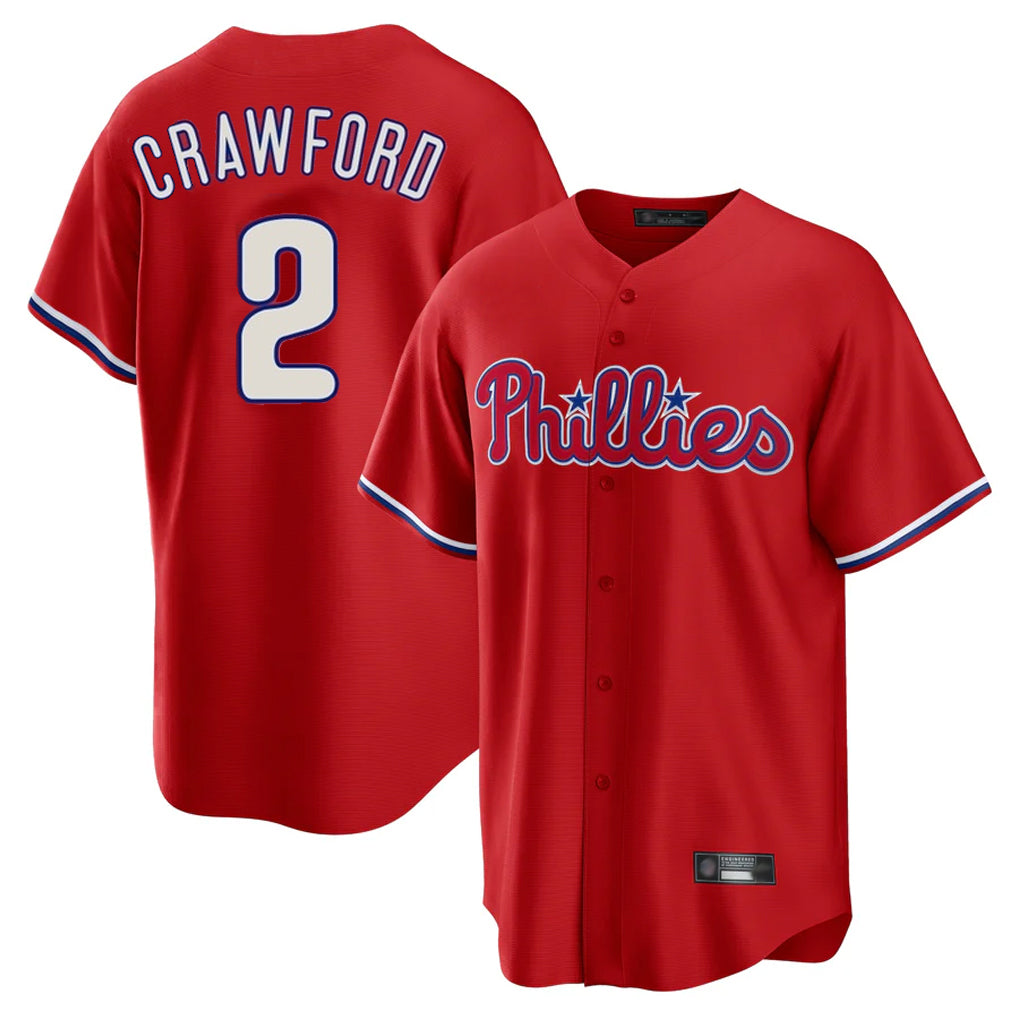 Kooe P.Phillies #2 Justin Crawford Player Red Home Game Stitched Jerseys
