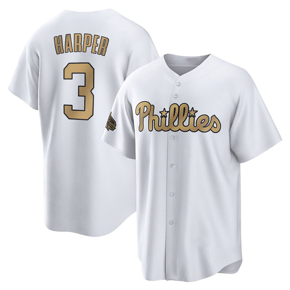 Kooe P.Phillies #3 Bryce Harper Player Gold All-Star Home Game Stitched Jerseys